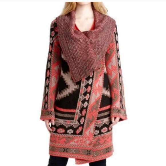 Rachel Roy Women's Cardigan Sweater with Geometric Patterns- boho, oversized L - Picture 8 of 8